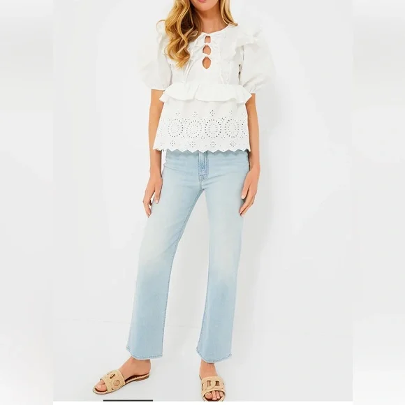 Tuckernuck Moon River Exclusive White Eyelet Ruffle Top Various - Picture 11 of 13